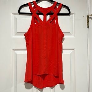 BCBG MAXAZRIA beautiful size Small “jada” red top. Retail $138. 100% polyester